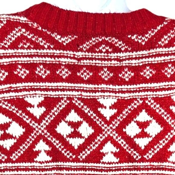 American Eagle Red & White FairIsle Sweater M Winter Knit Pullover - Picture 4 of 6
